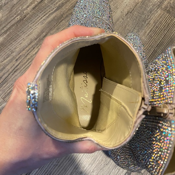 Matisse Silver Ankle Boots with Rhinestones - Picture 5 of 8